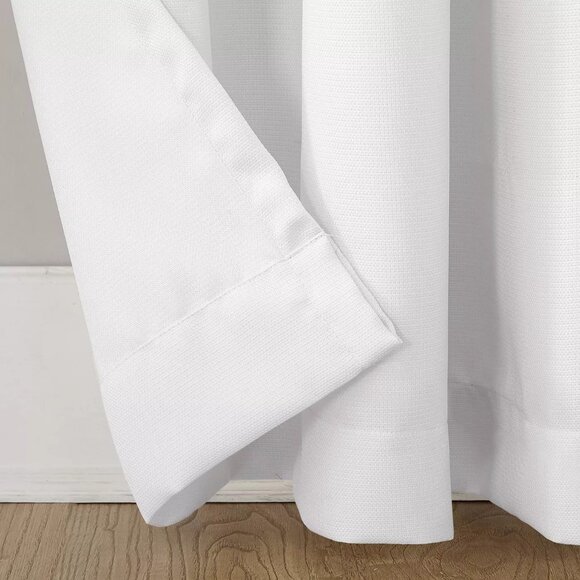 No 918 Sora Light Filtering Single Textured White Curtain Panel 40" x 84" Each - Picture 4 of 7